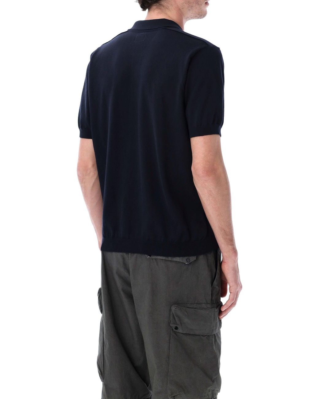 C P Company Blue Cotton Short-Sleeve Polo for men