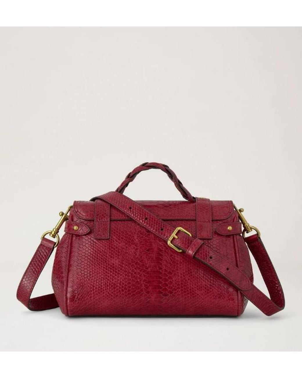 Mulberry Red Mini Alexa Waxed Snake Print