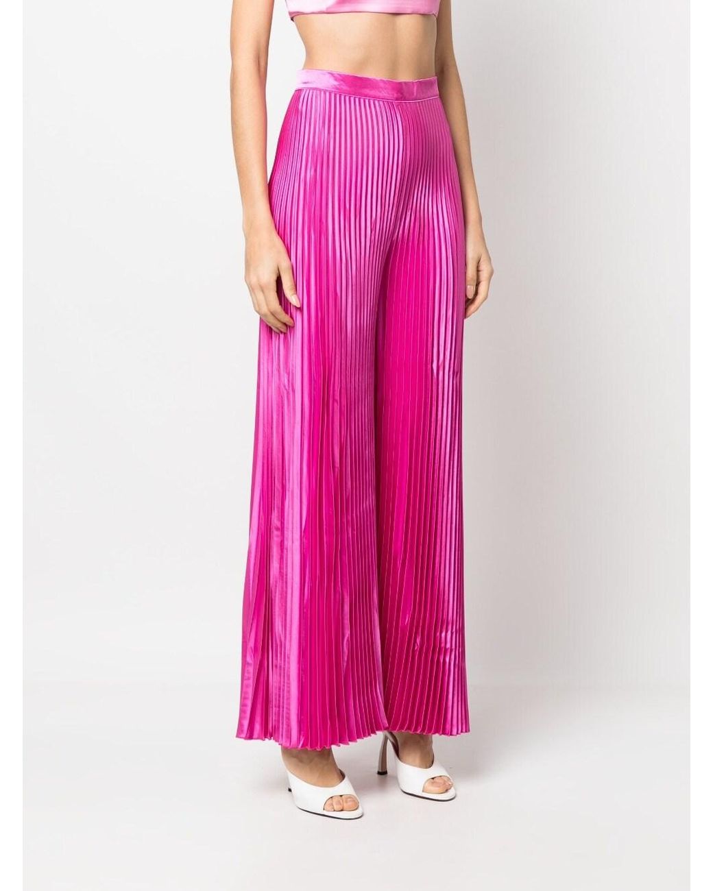 LIDEE Woman Pink High Waisted Wide Leg Pants