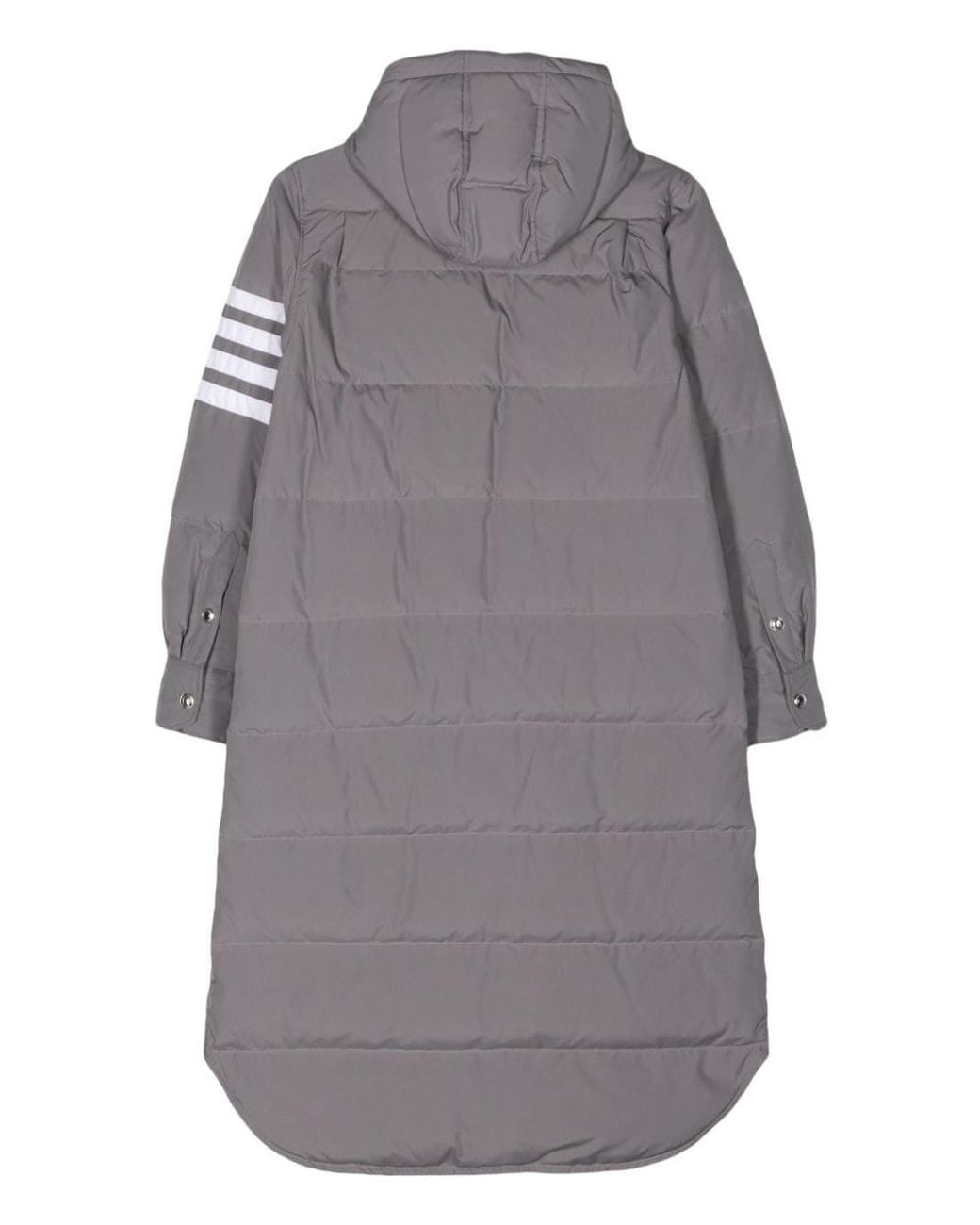 Thom Browne Gray Down Filled Below Knee Hooded Shirtdress W/ 4 Bar