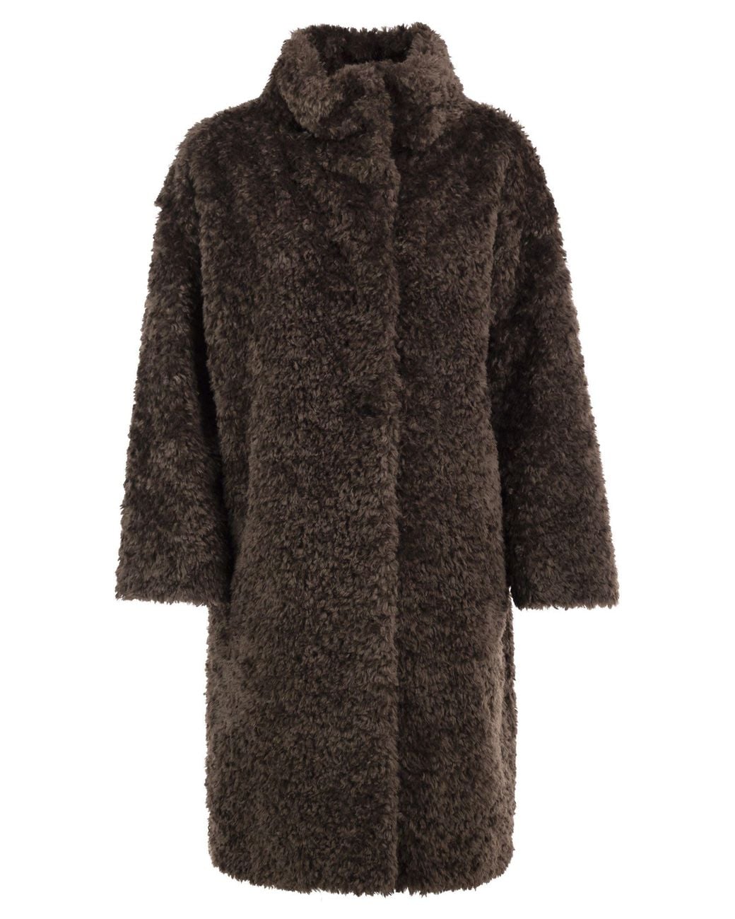 Herno Black Teddy-Effect Coat