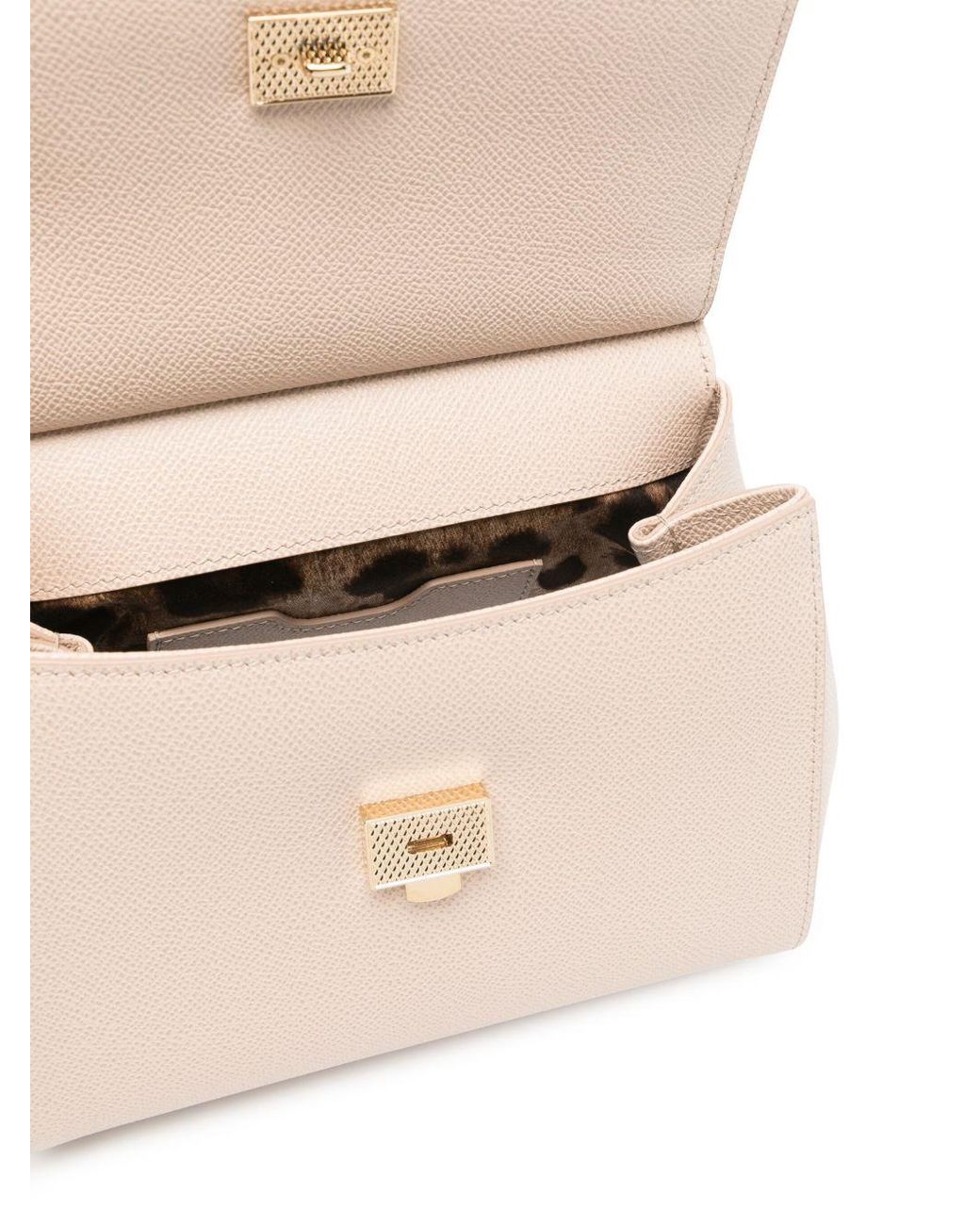 Dolce & Gabbana Natural Mini Front Flap Bag With Double Magnet Closure