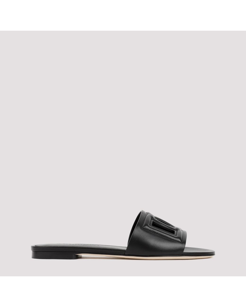 Dolce & Gabbana Black Flat Slide Sandals For