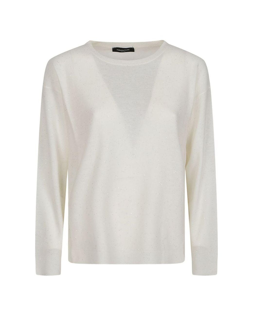 Fabiana Filippi White Wool Crewneck Sweater