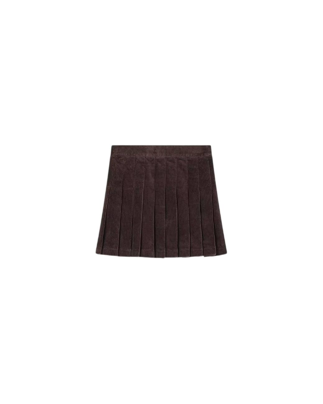 Golden Goose Deluxe Brand White Journey Girl's Stitched Pleats Mini Skirt Side Closure Detail Washed Comfort Cotton Corduroy With Em