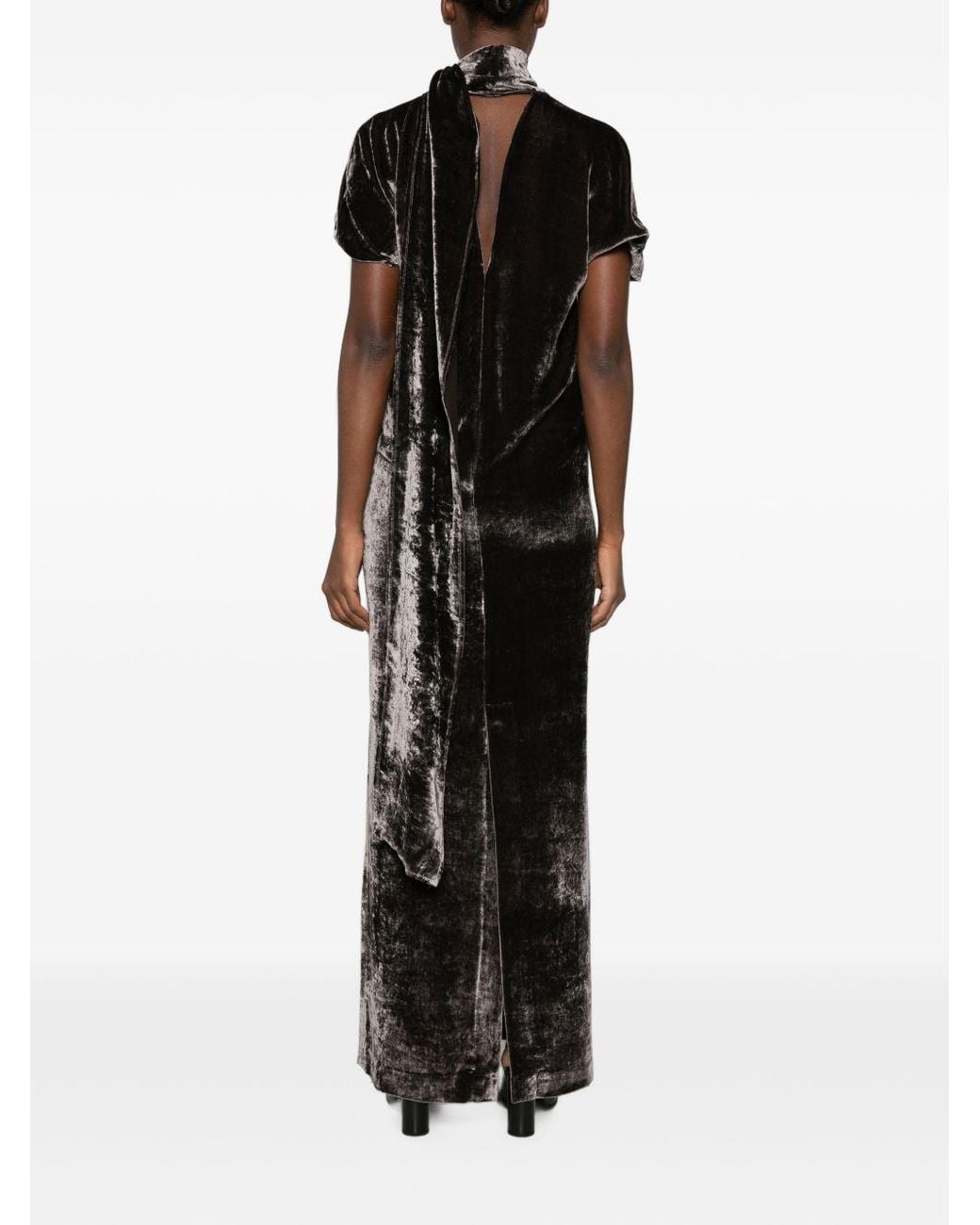 Cortana Black Iris Velvet Long Dress