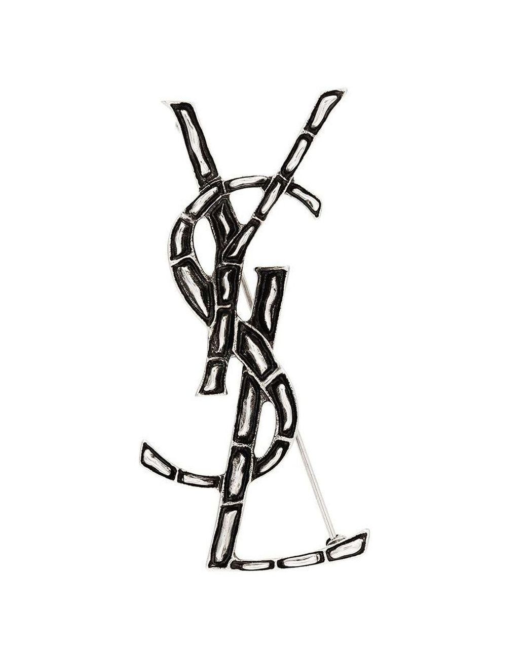 Saint Laurent White Cassandre Brooch