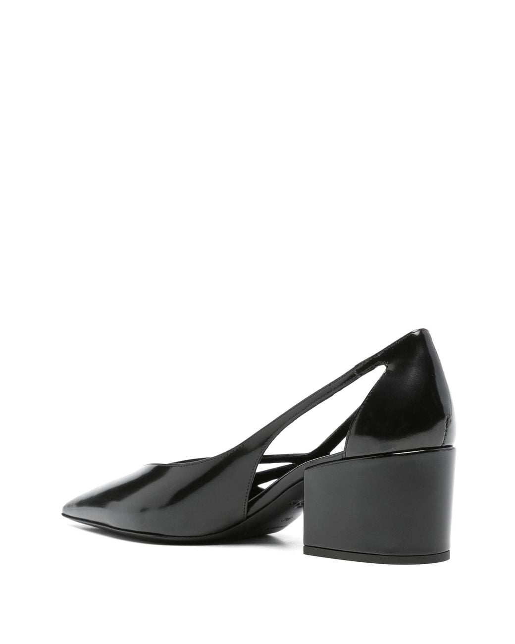 Prada Black Brushed Leather Cut-Out Pumps