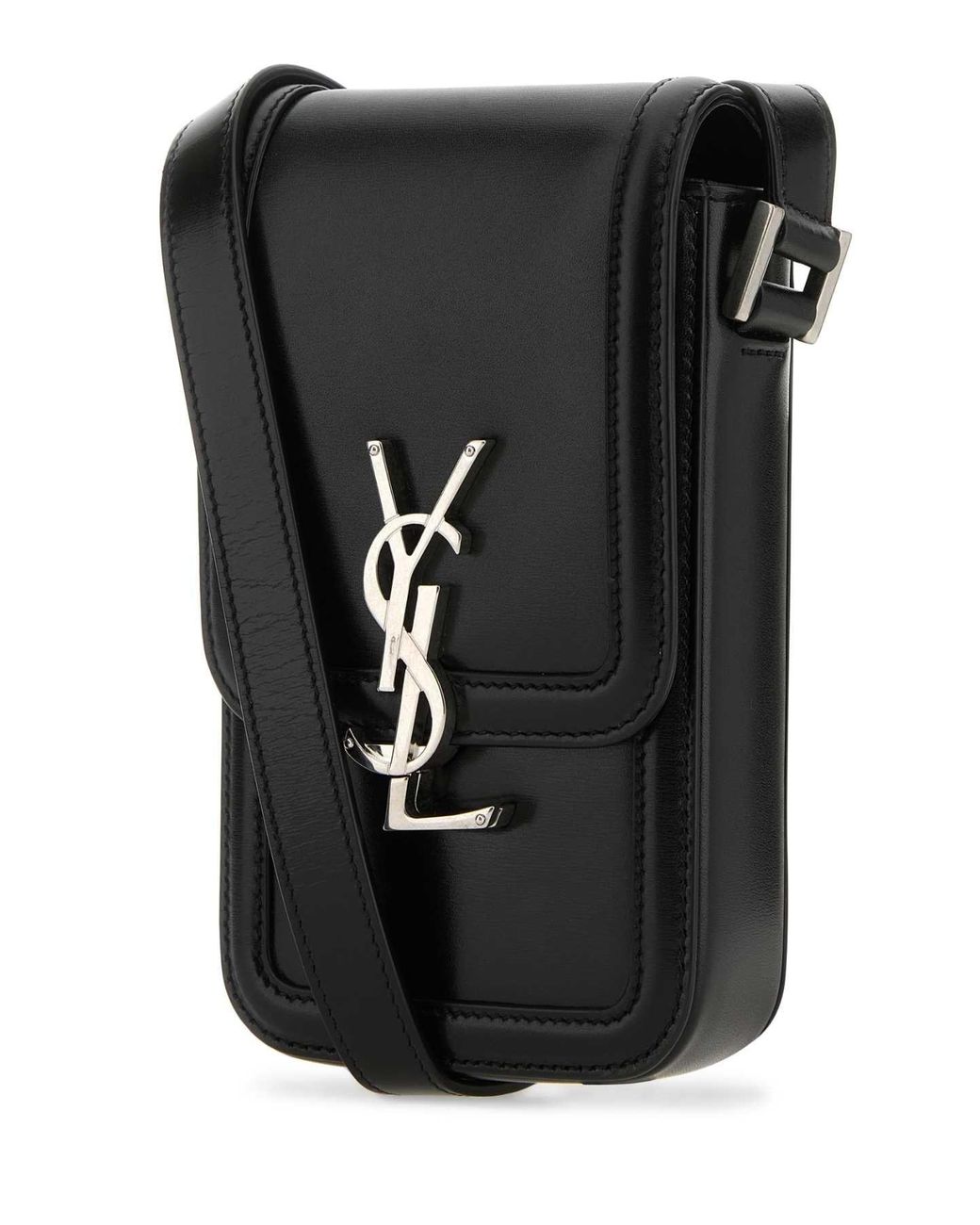 Saint Laurent Black Leather Phone Case for men
