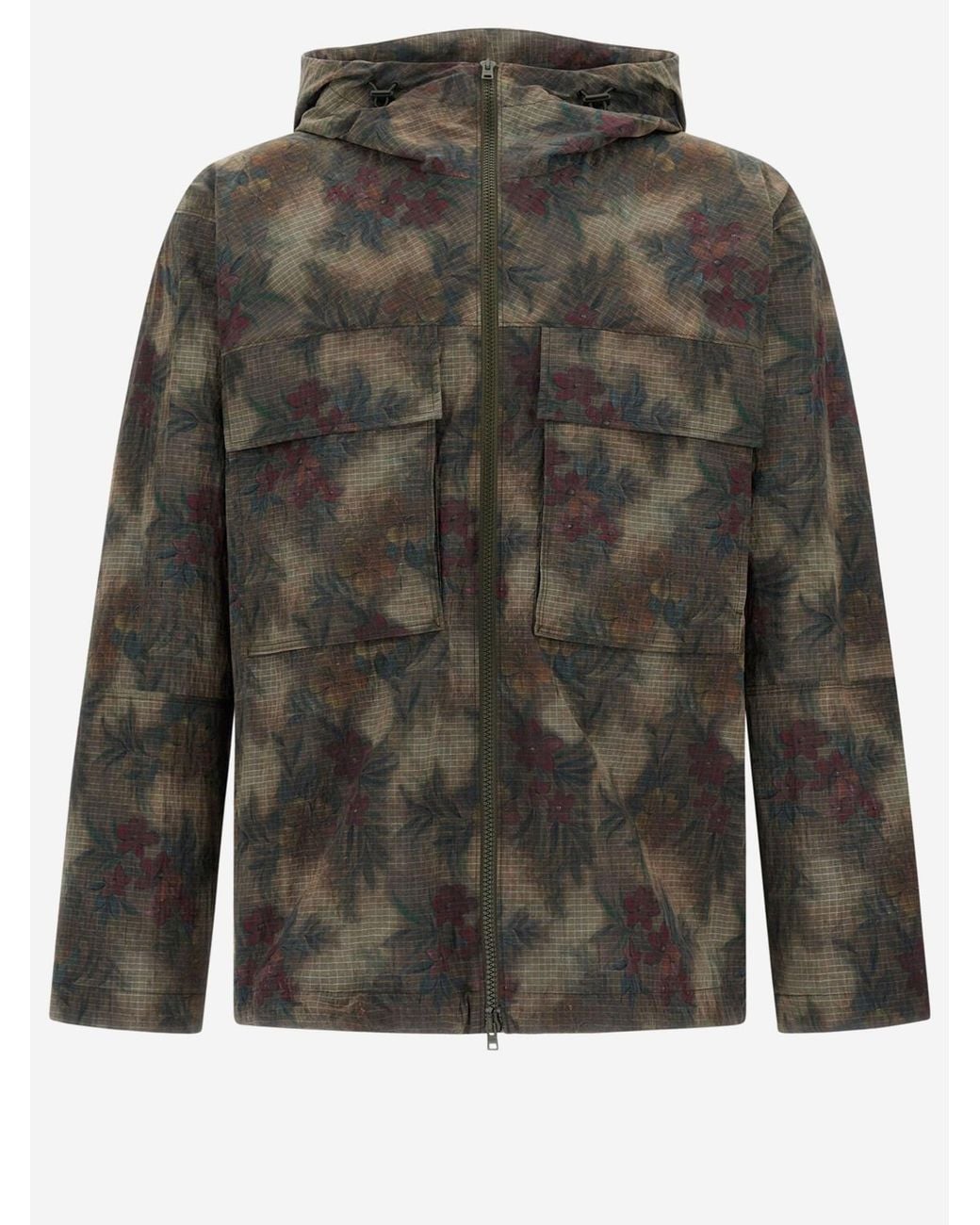 Herno Gray Tropical Pattern Ripstop Parka