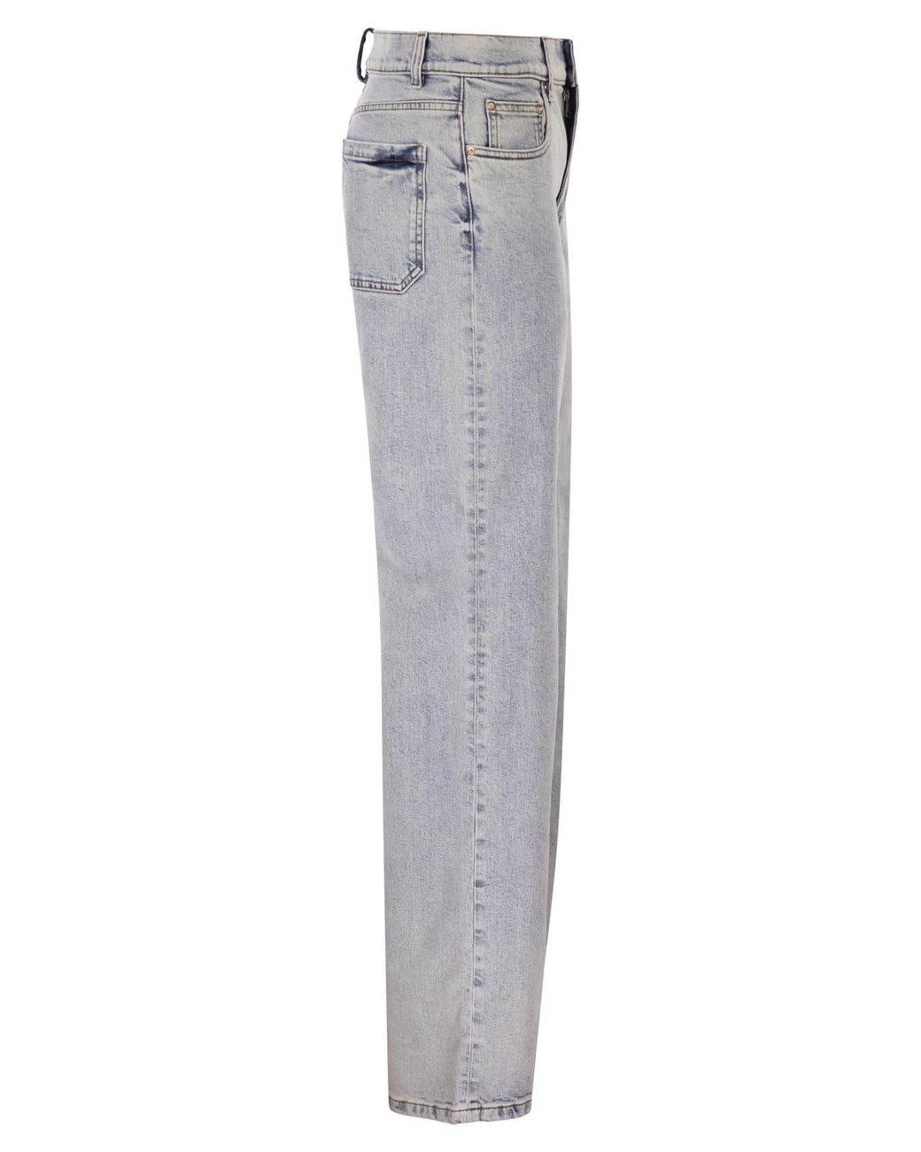 Fabiana Filippi Gray Five-Pocket Denim Trousers With Diamond Detailing