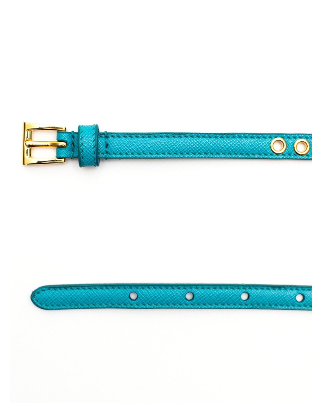 Prada Blue Skinny Eyelet Belt