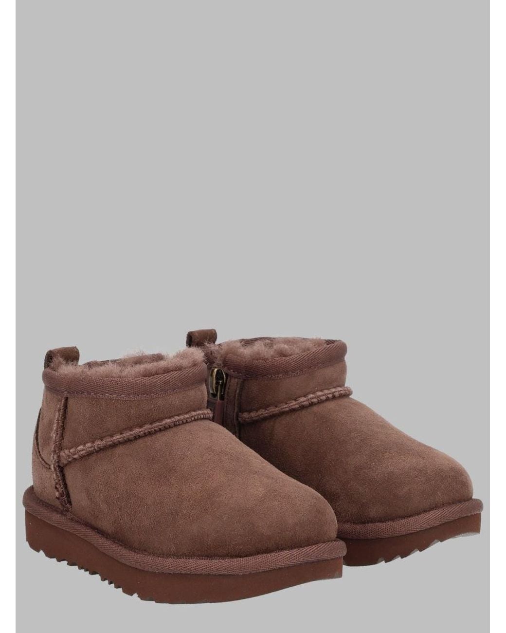 Ugg Brown Kids Shearling-Lined Ankle Boots