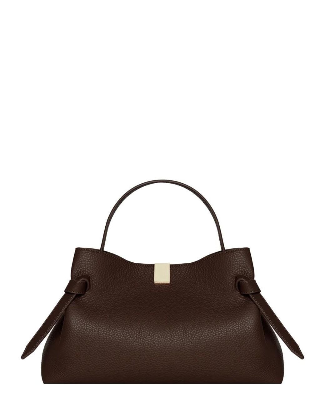 Yuzefi Brown Pebble-Grain Leather Top-Handle Bag