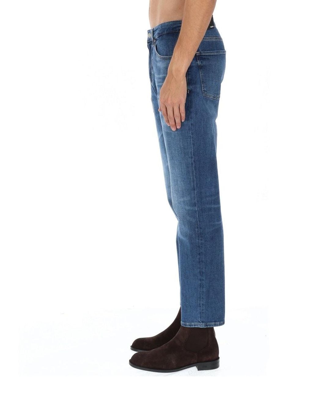 Boss Blue Cotton-Blend Jeans for men