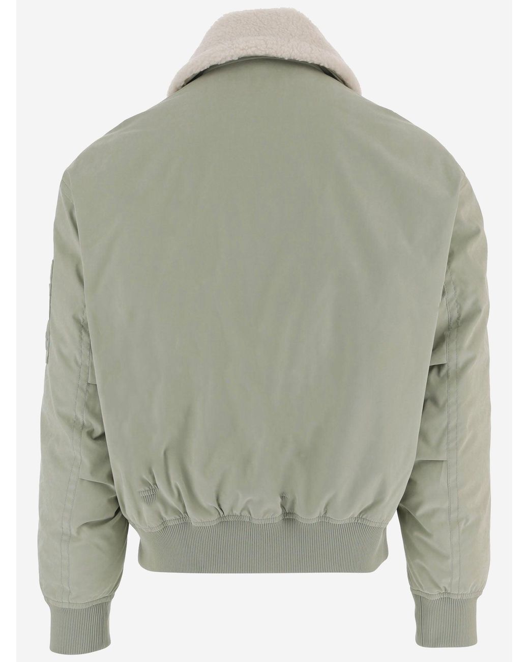 Boss Green Nylon Jacket With Shearling Collar