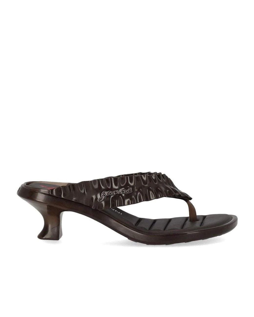 Ganni Brown Heeled Flip Flop