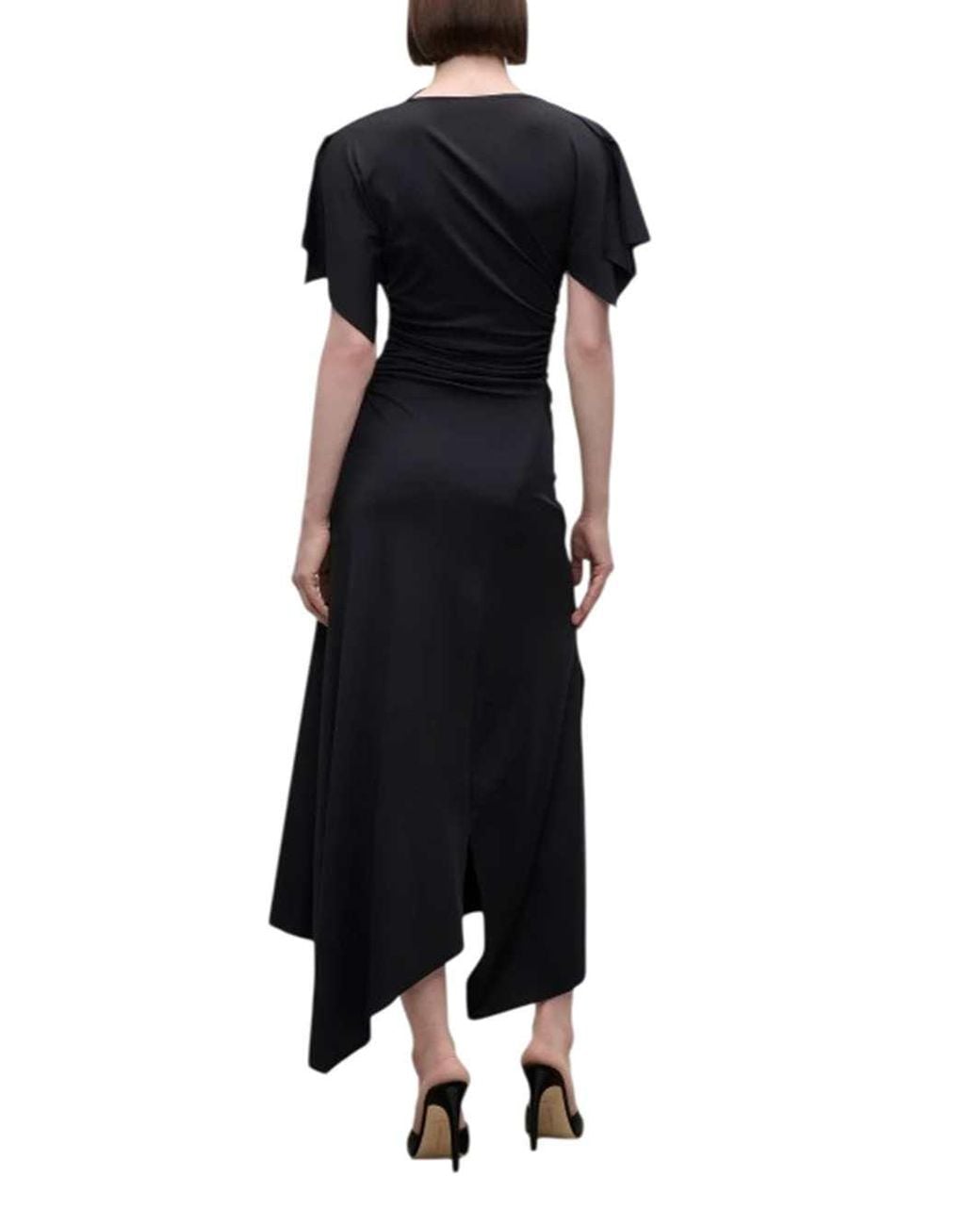 Victoria Beckham Black Draped Midi Dress
