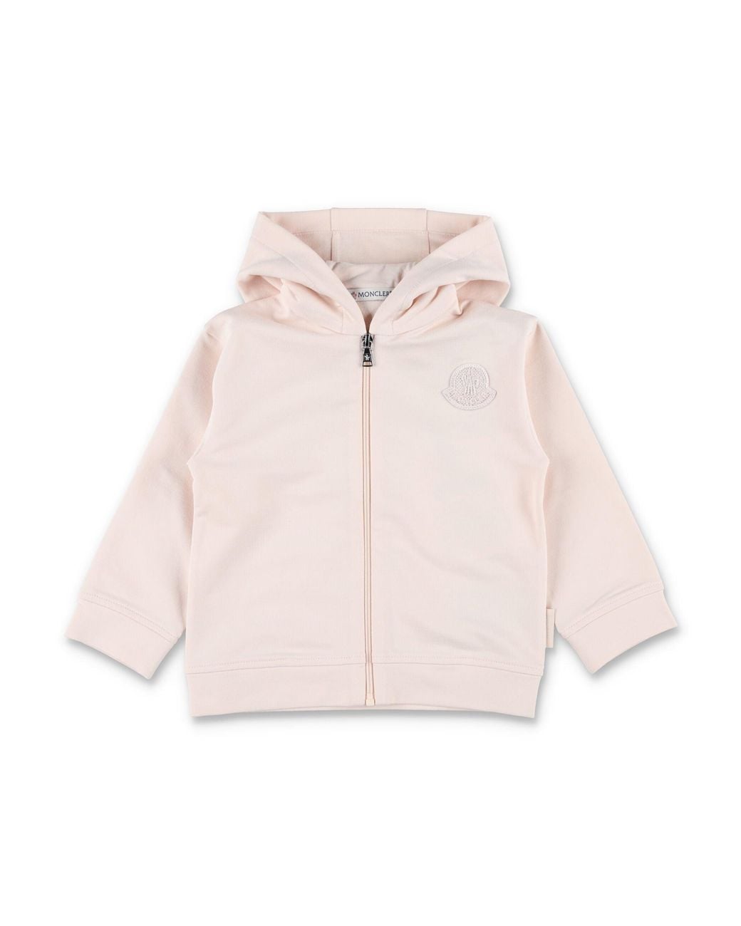 Moncler Pink Girl Brushed Cotton Zip Hoodie Set With Wide-Leg Trousers
