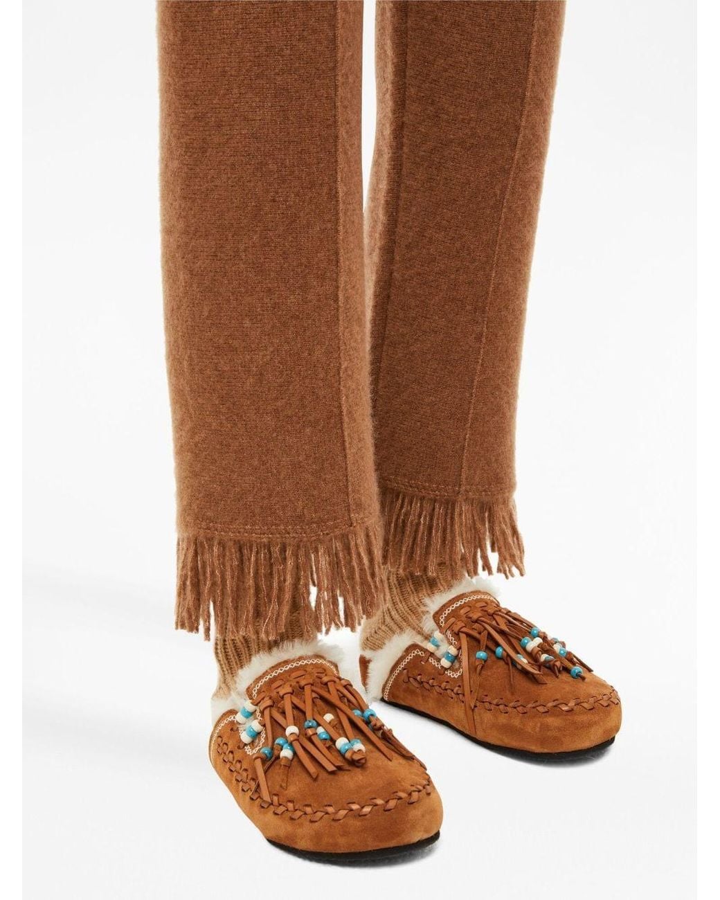 Alanui Brown Cashmere And Silk Blend Trousers