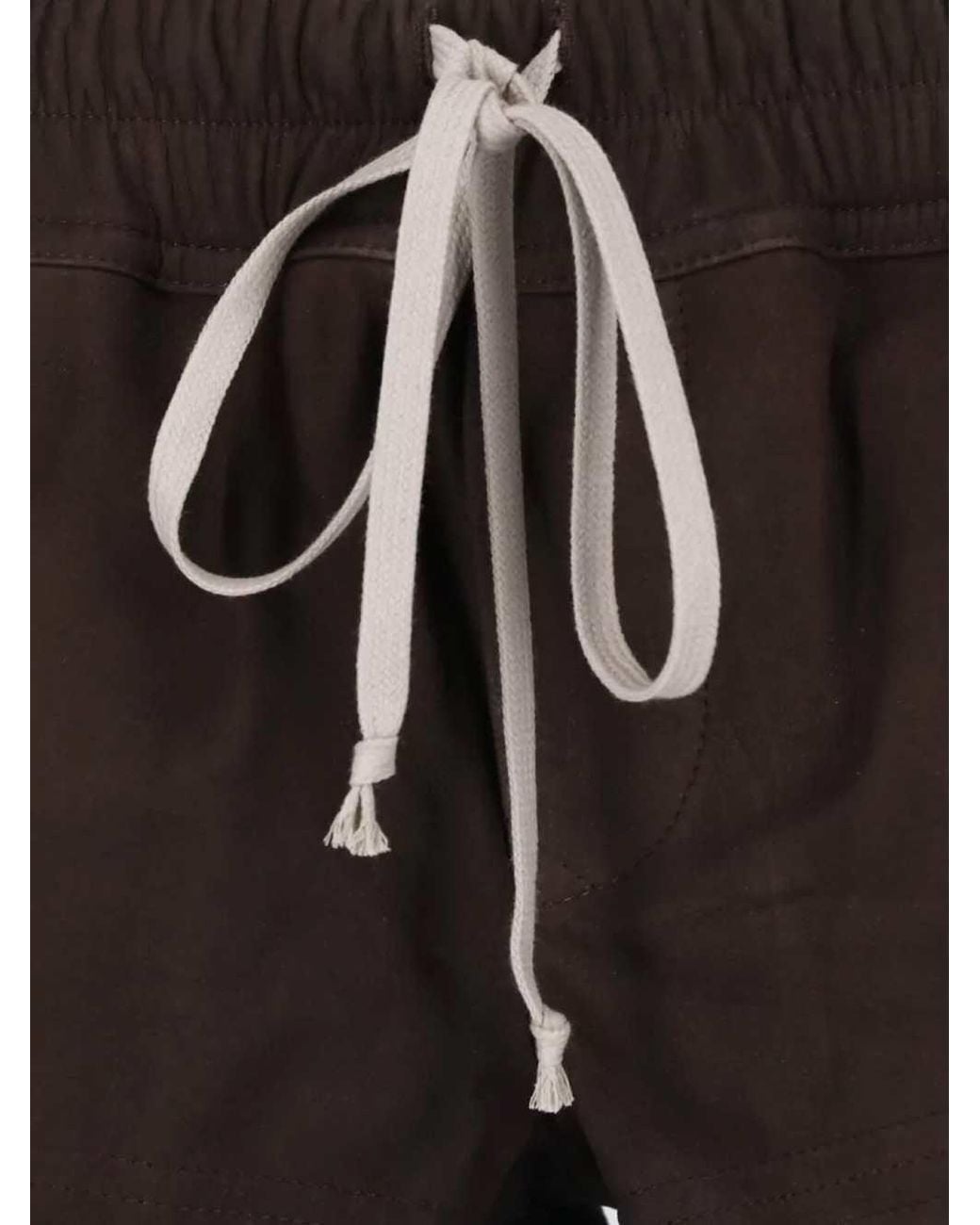 Rick Owens Black Leather Shorts