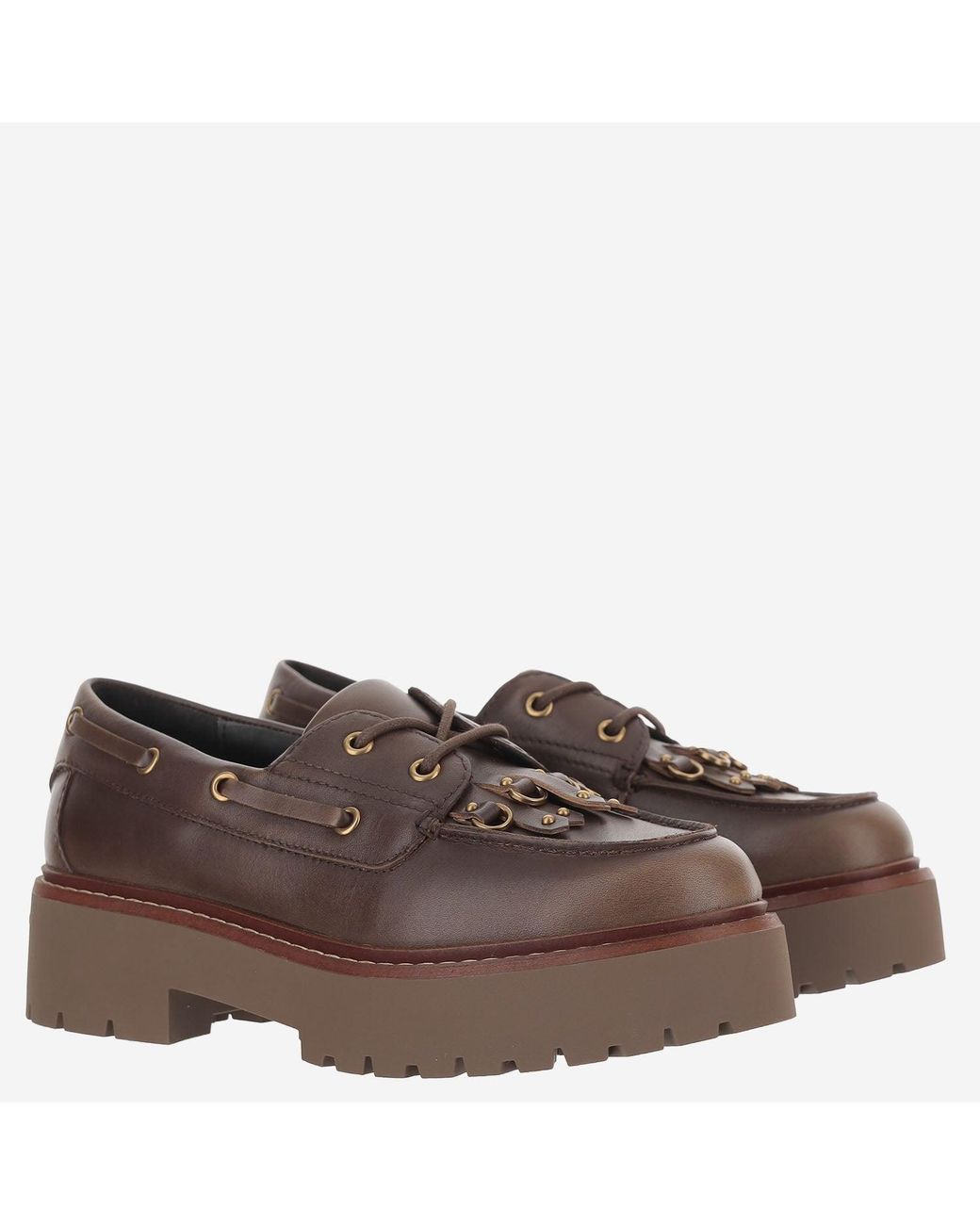 Pinko Brown Margharet 01 Leather Loafers