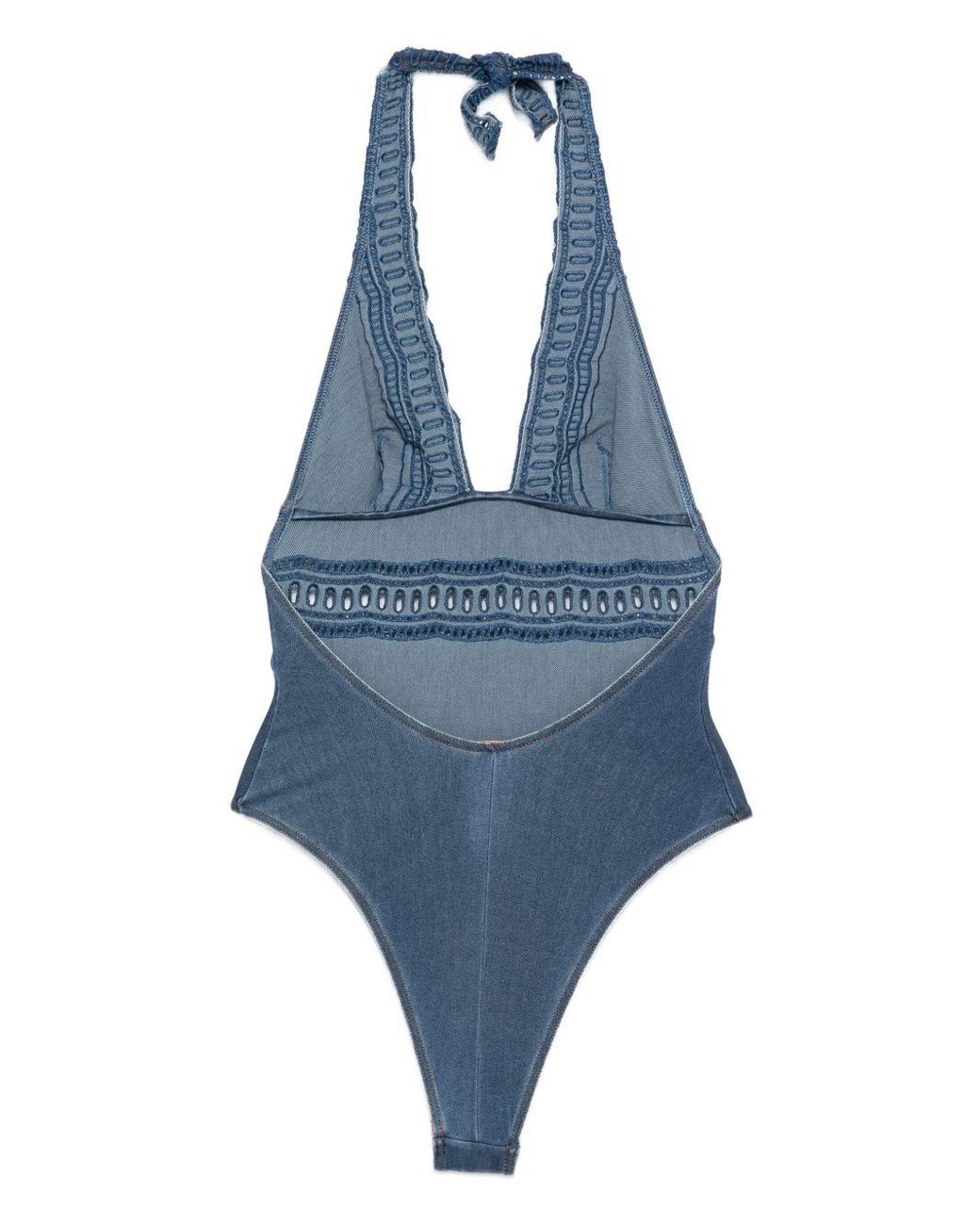 Ermanno Scervino Blue Lace Detail Swimsuit
