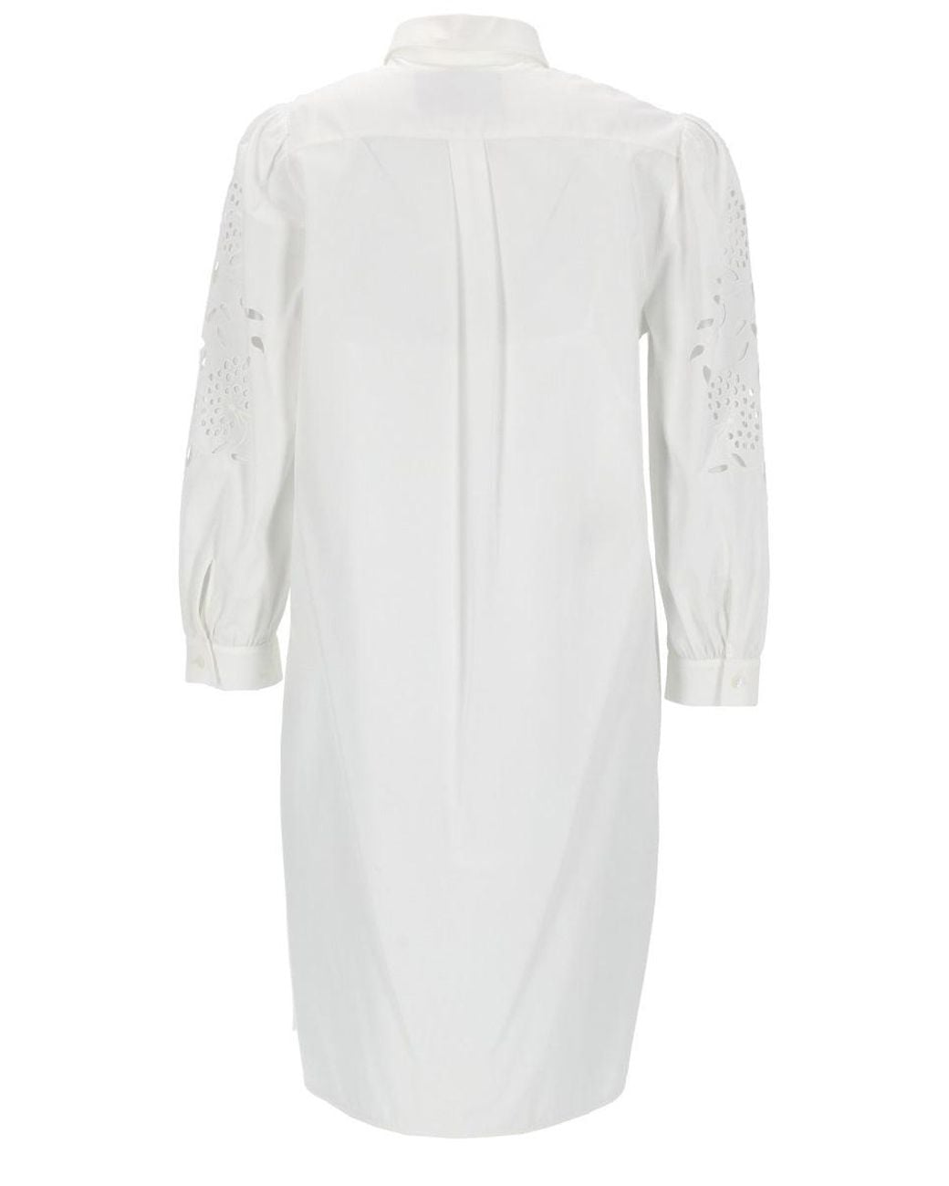 Valentino White Cotton Eyelet Shirt Dress