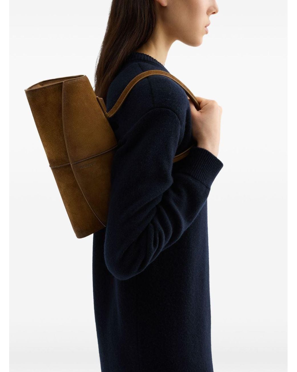 Jil Sander Brown Linea Suede Leather Shoulder Bag