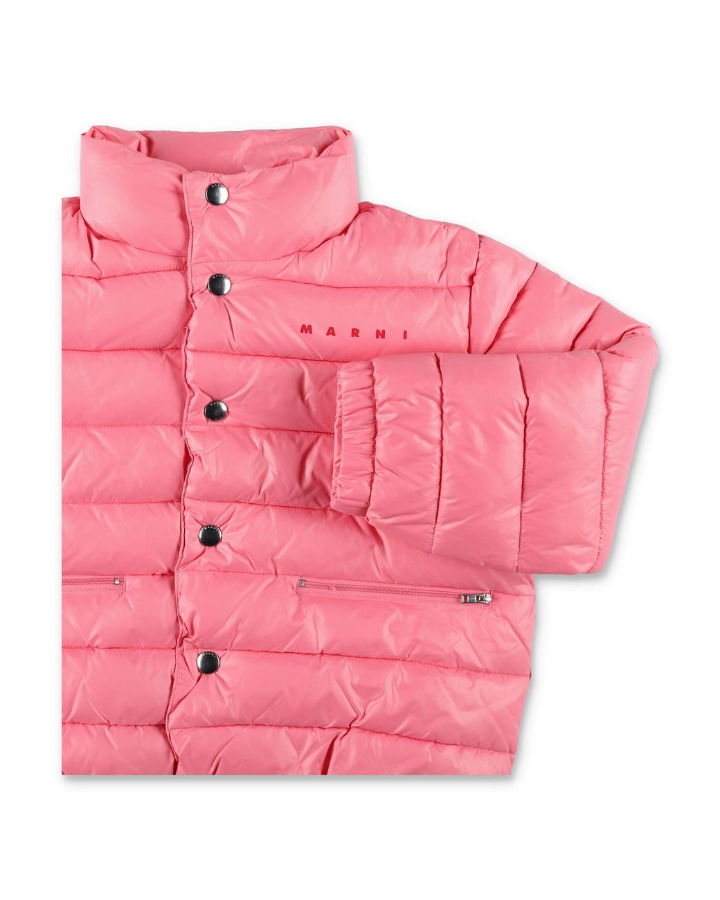 Marni Pink Girls Puffer Jacket With Stand Collar
