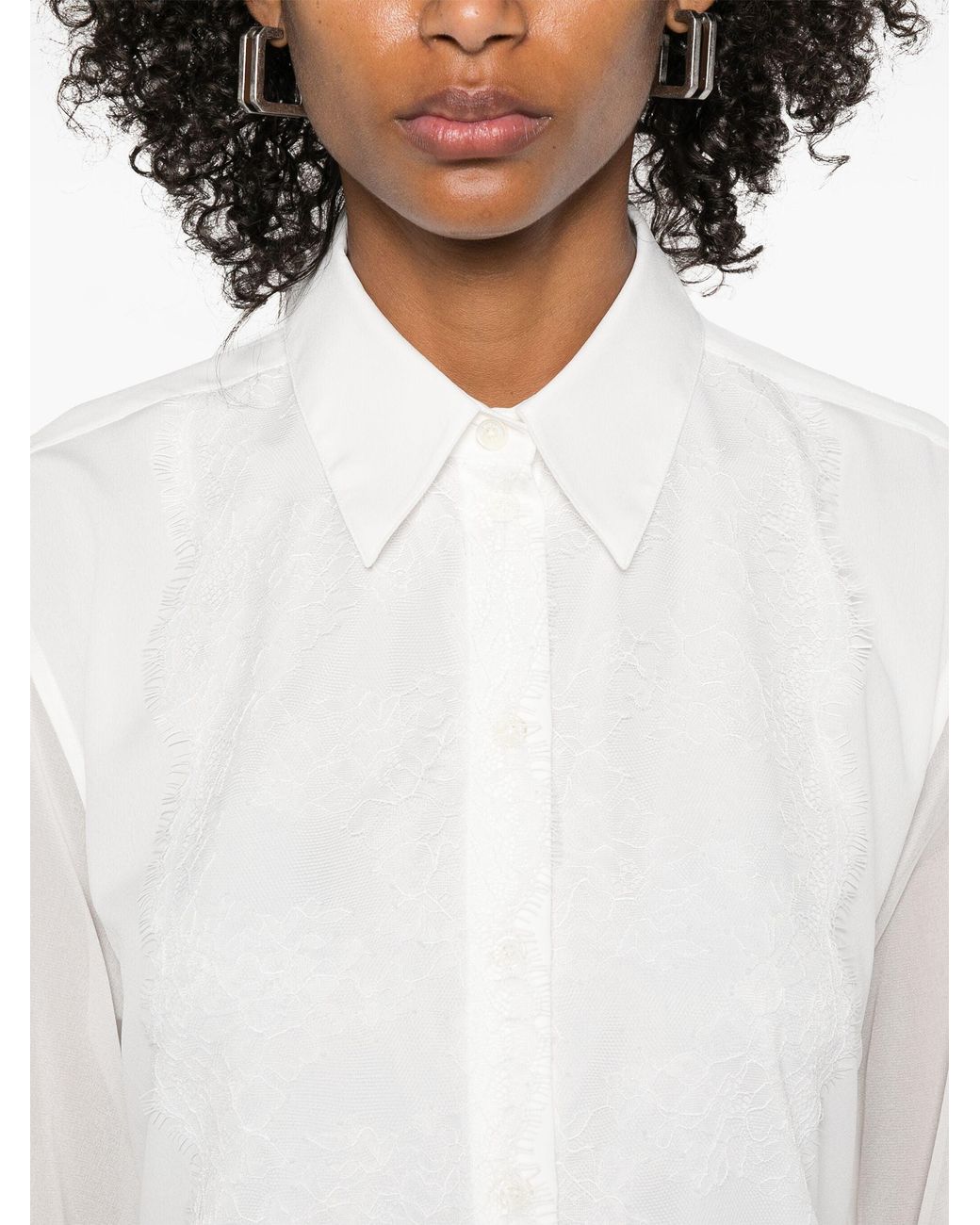 Helmut Lang White Hemd Mit Spitze