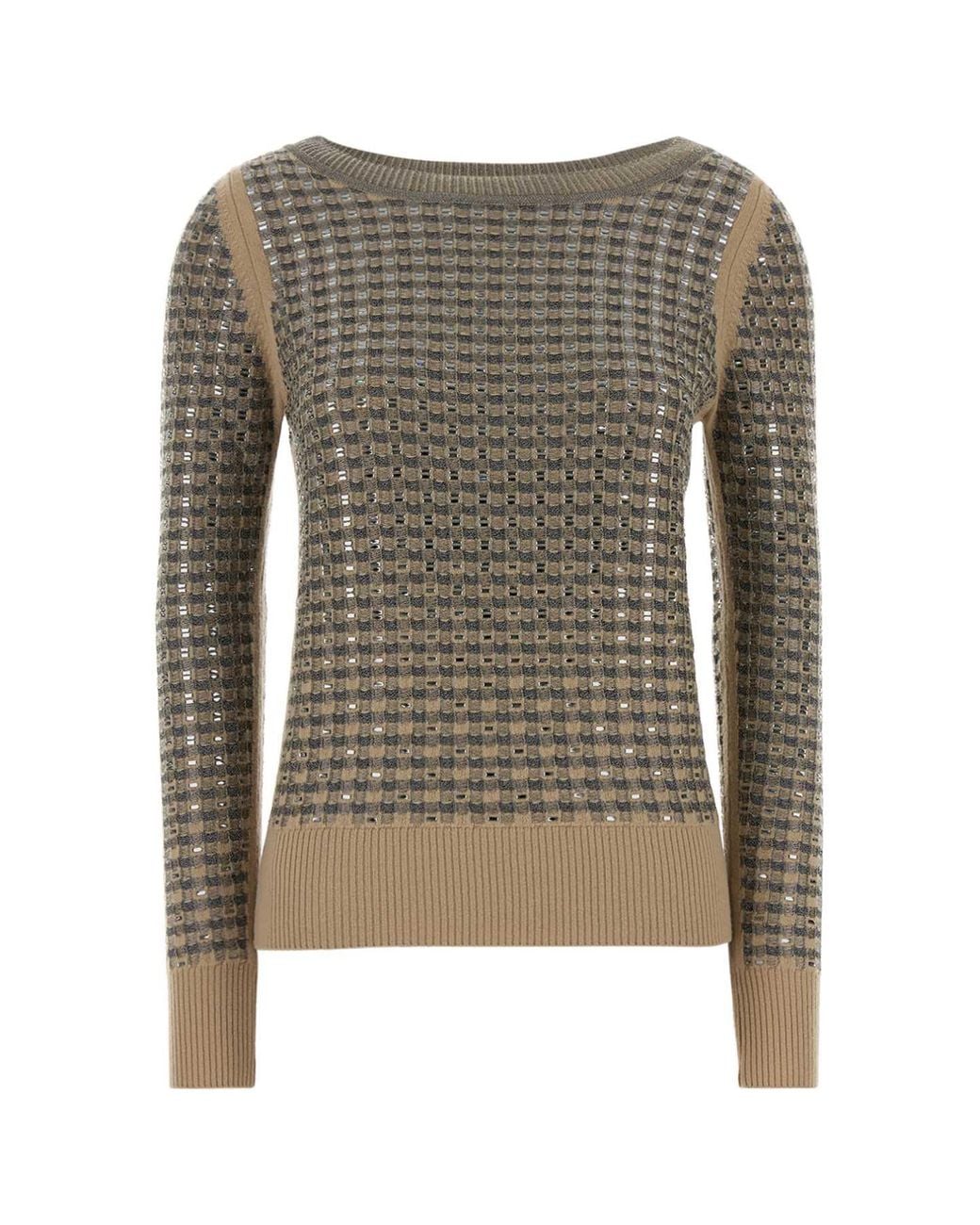 Ermanno Scervino Gray Embroidered Wool-Cashmere Sweater