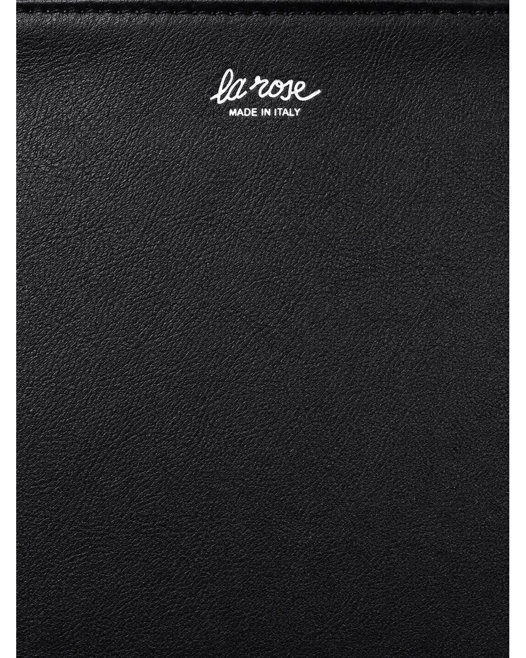 LA ROSE Black Leather Shopping Bag