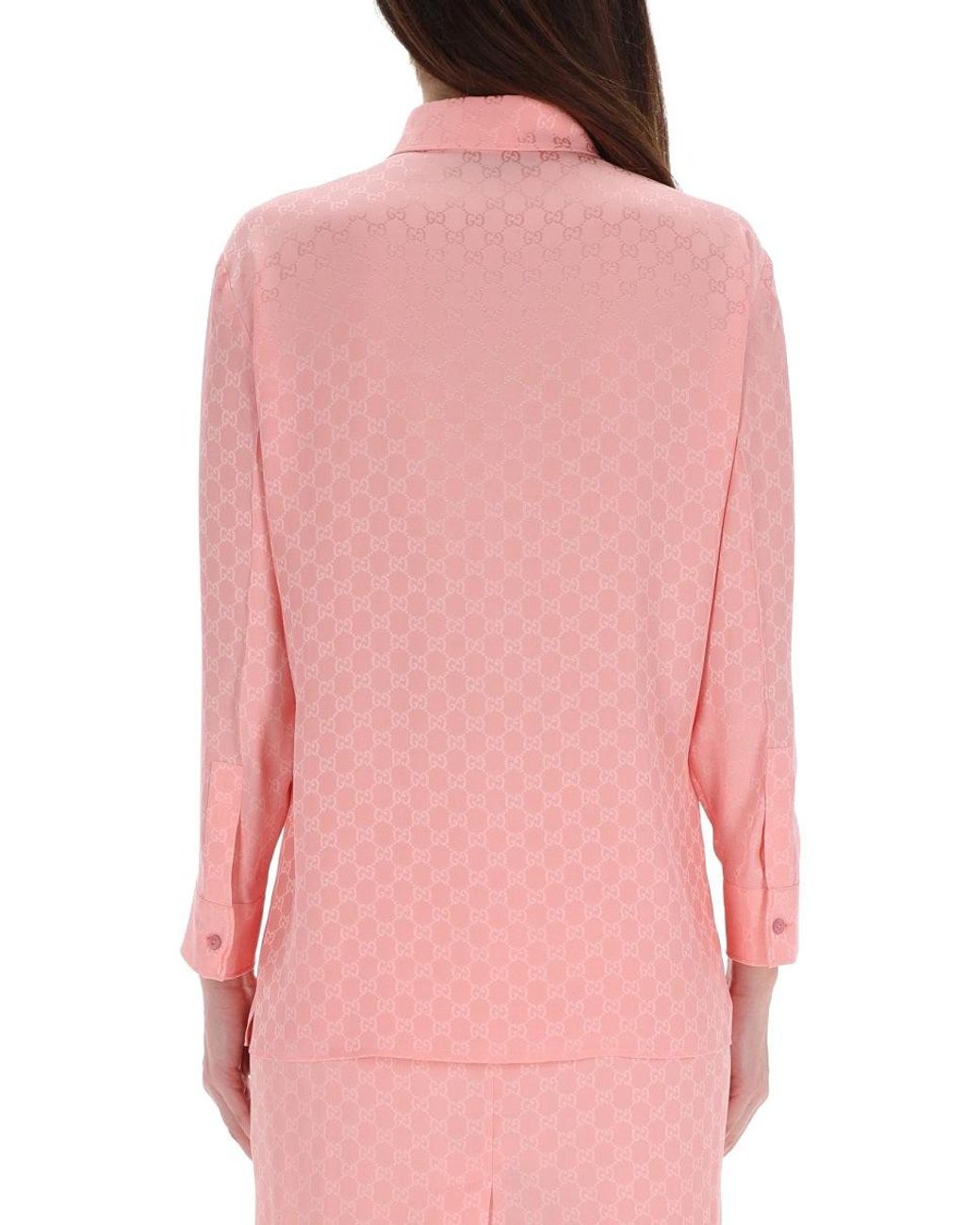 Gucci Pink Gg Silk Jacquard Shirt, Ready-To-Wear