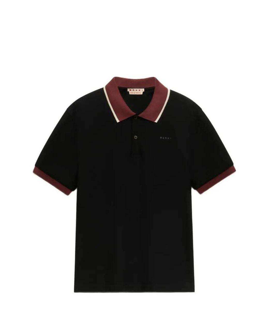 Marni Black Piqué Polo Shirt With Contrasting Trim