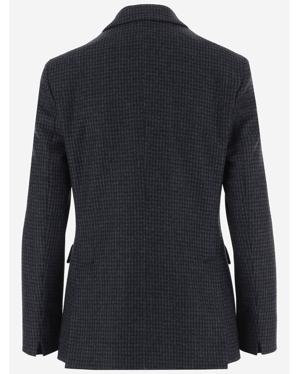 Lardini Black Wool-Blend Check Pattern Jacket