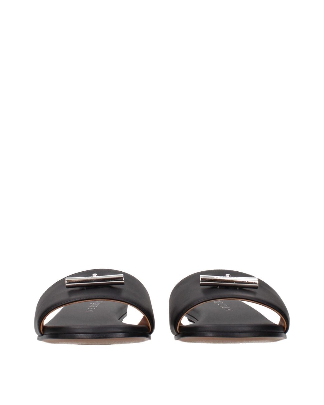 McQueen Black Alexander Mc Queen Arc Leather Sandals And Clogs