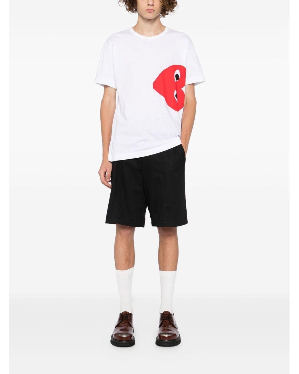 Comme des Garçons White Heart-Print T-Shirt