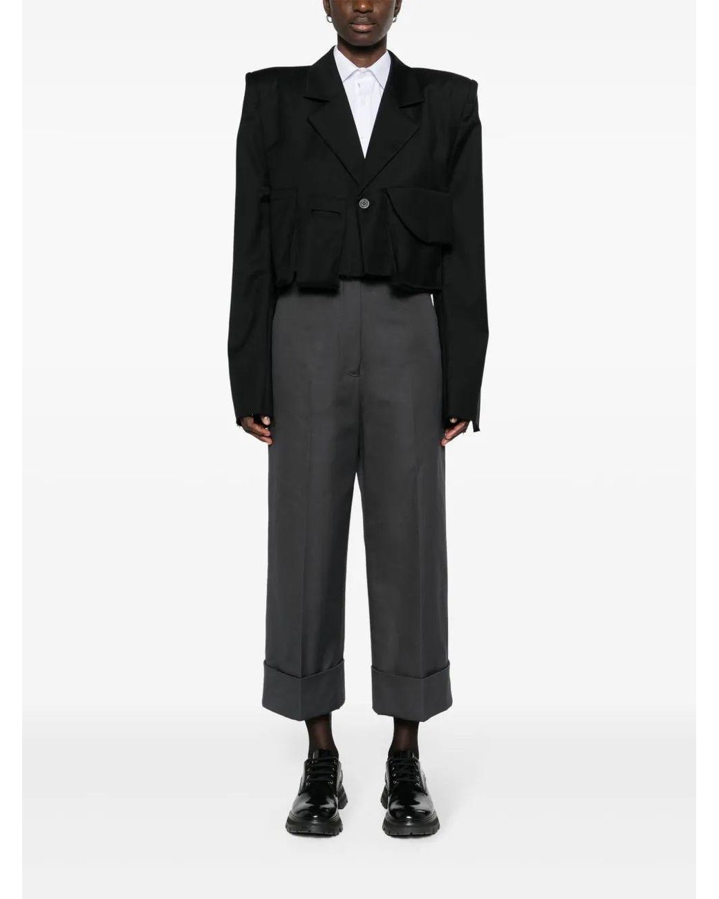 Thom Browne Gray Straight-Leg High-Waisted Pants