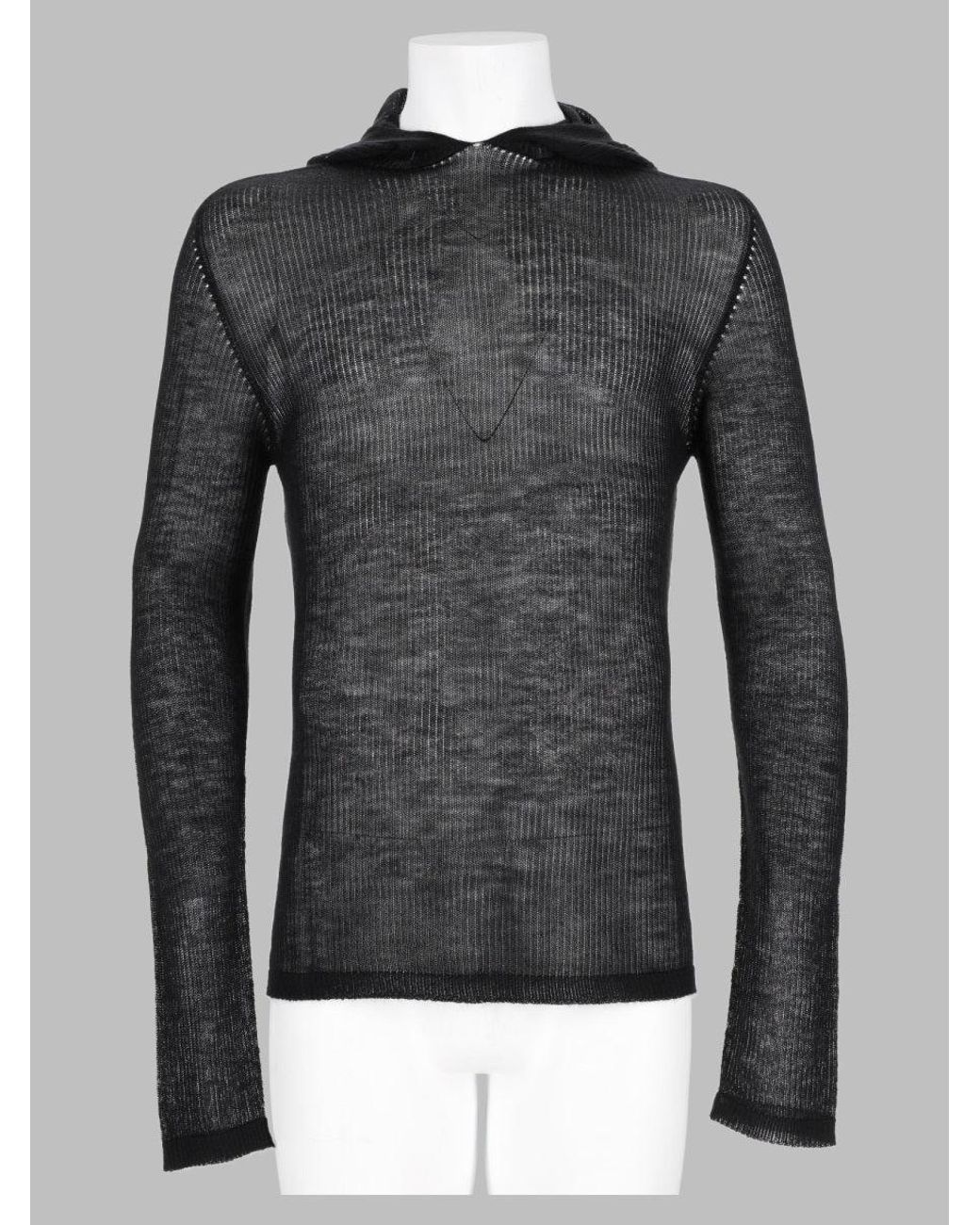 Rick Owens Gray T Shirt Trasparente Con Cappuccio
