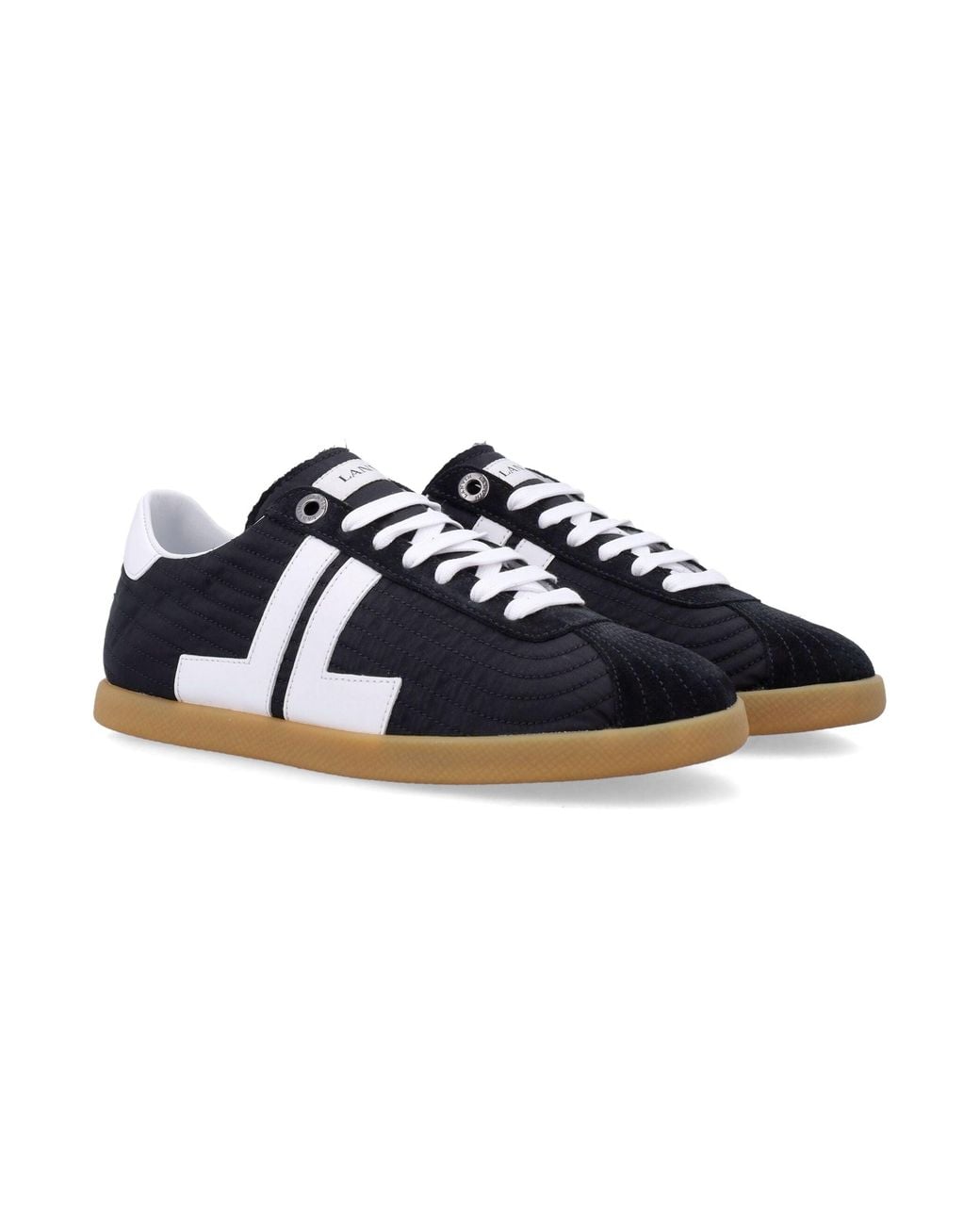 Lanvin Blue The Glen Quilted Technical Low-Top Sneakers With Contrast Inserts