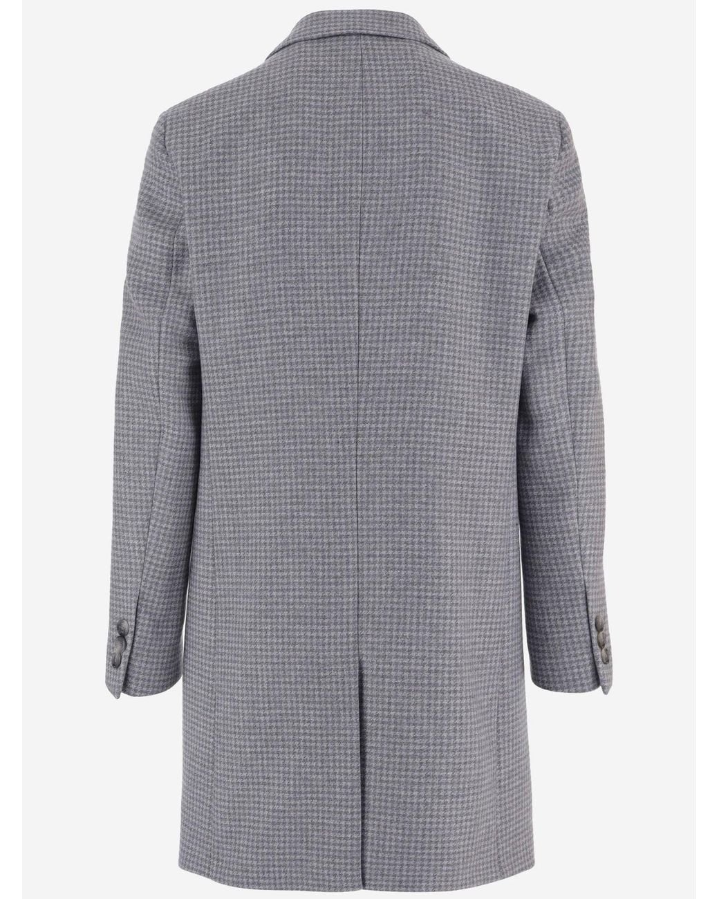 Boss Gray Wool Coat Houndstooth