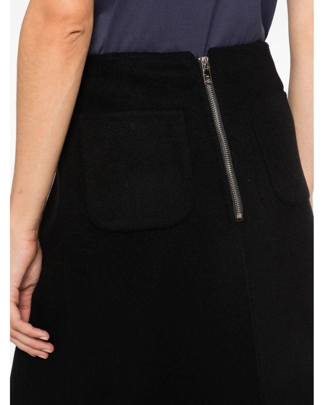 Susanne Bommer Black Wool Midi Skirt