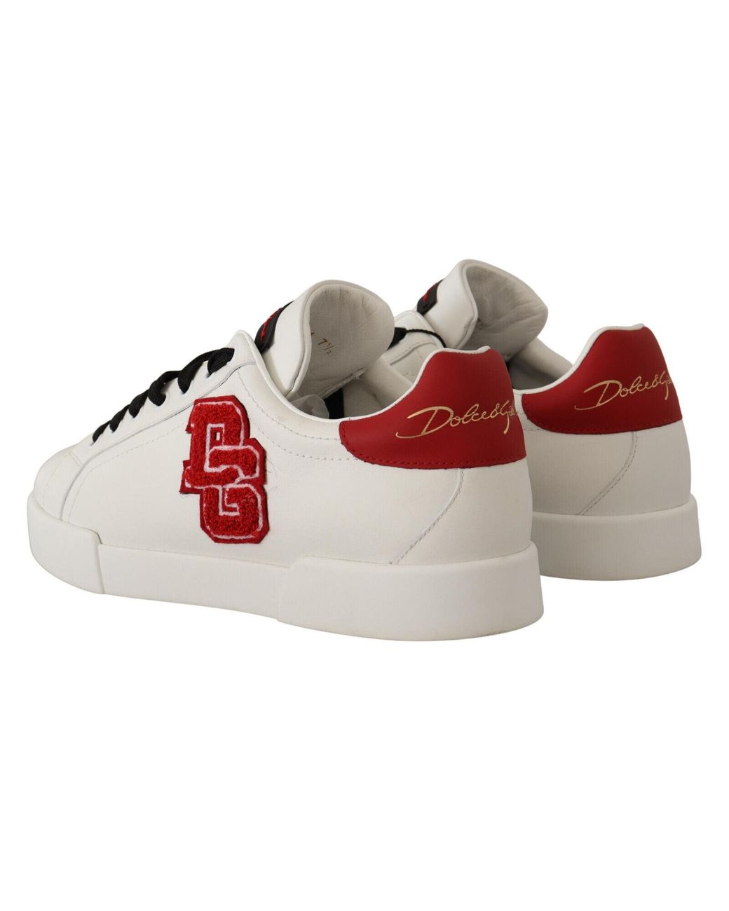 Chaussures de sport décontractées en cuir blanc rouge DG Dolce & Gabbana  pour homme en coloris Noir | Lyst