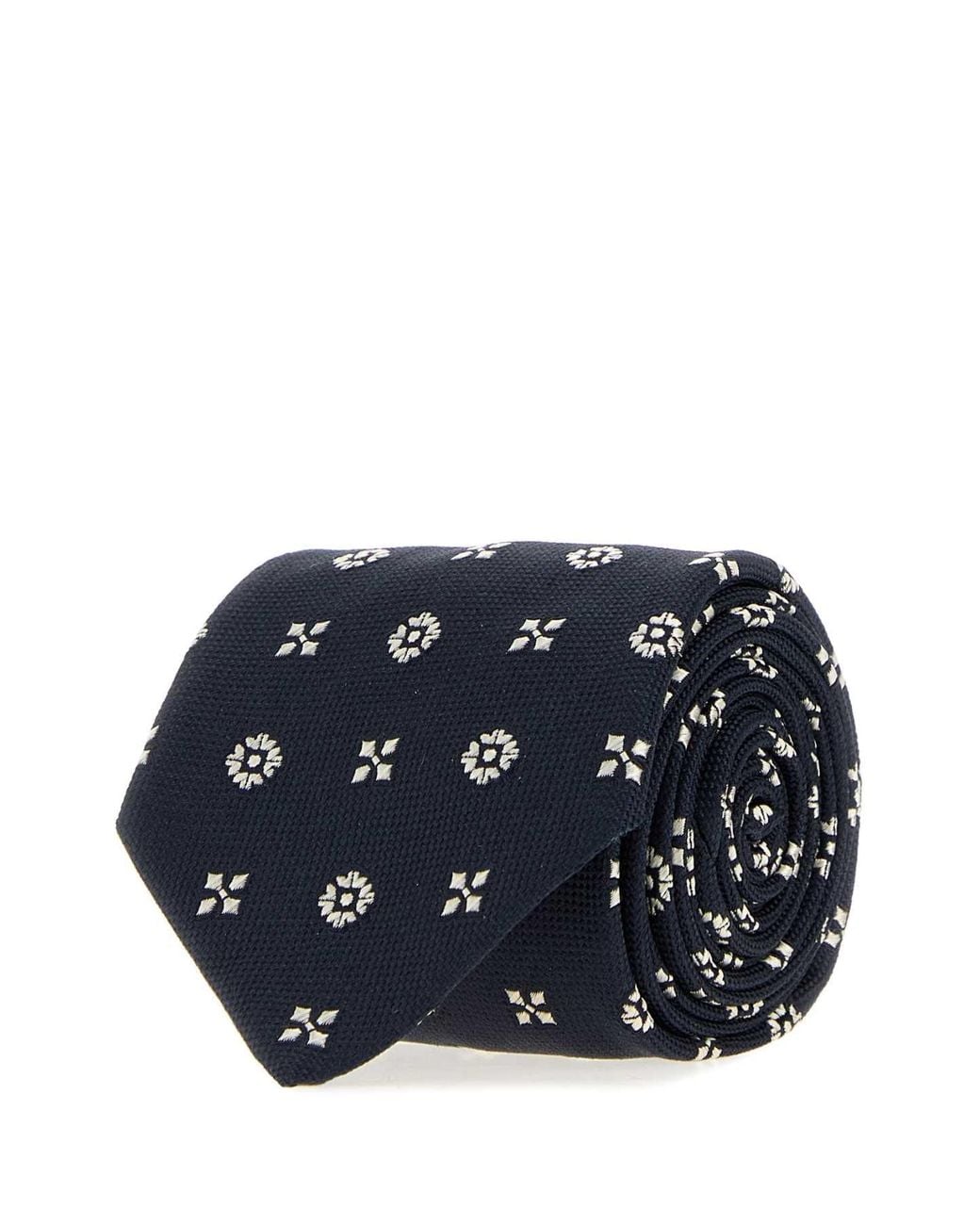 Saint Laurent Blue Embroidered Jacquard Tie