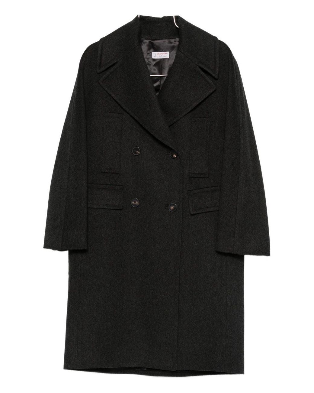 Alberto Biani Black Wool Double-Breasted Coat