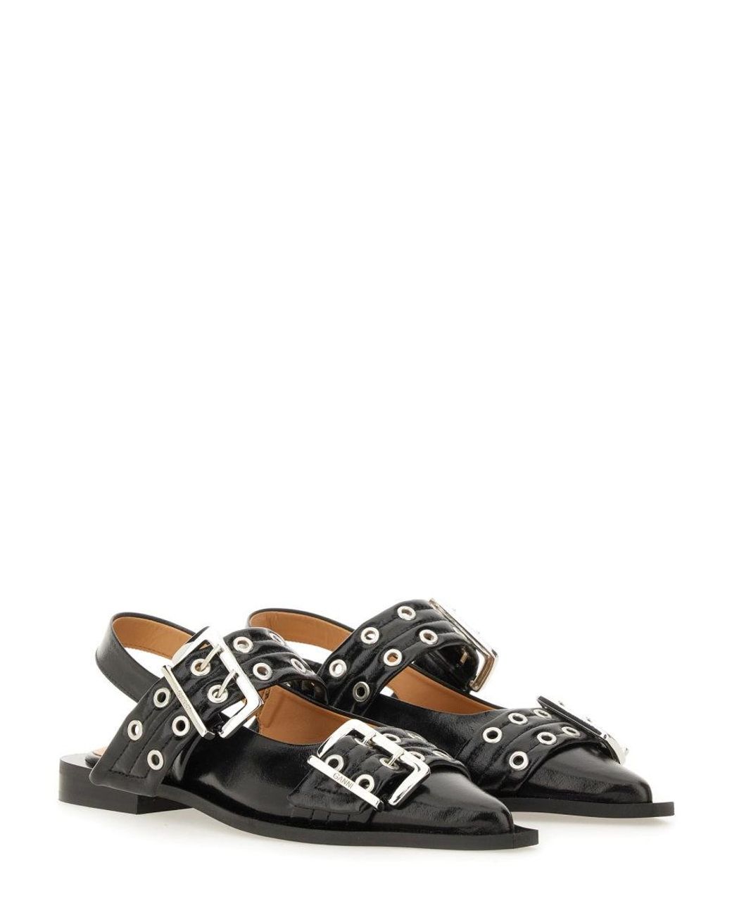 Ganni Black Flat Ballerinas With Buckle