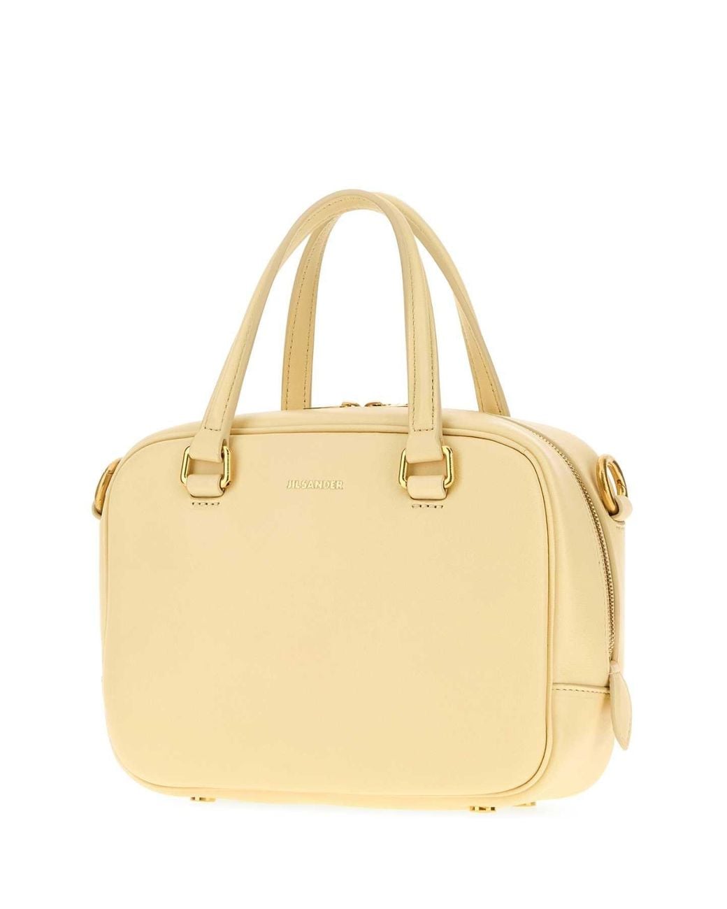 Jil Sander Metallic Cream Leather Small Vision Handbag