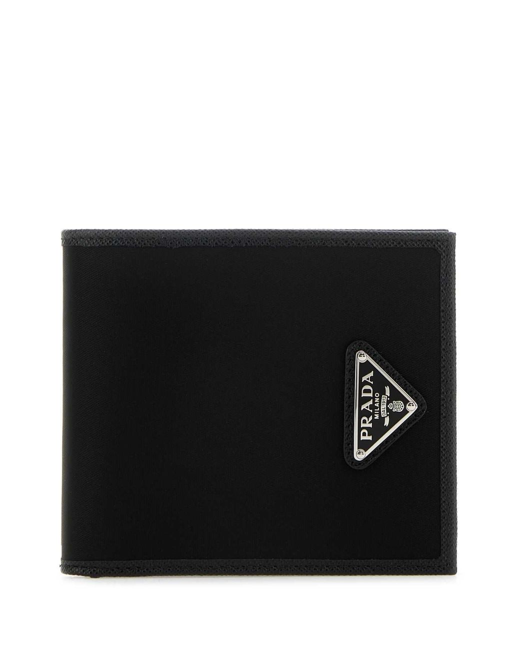 Prada Black Re-Nylon Saffiano Leather Triangle Logo Wallet for men