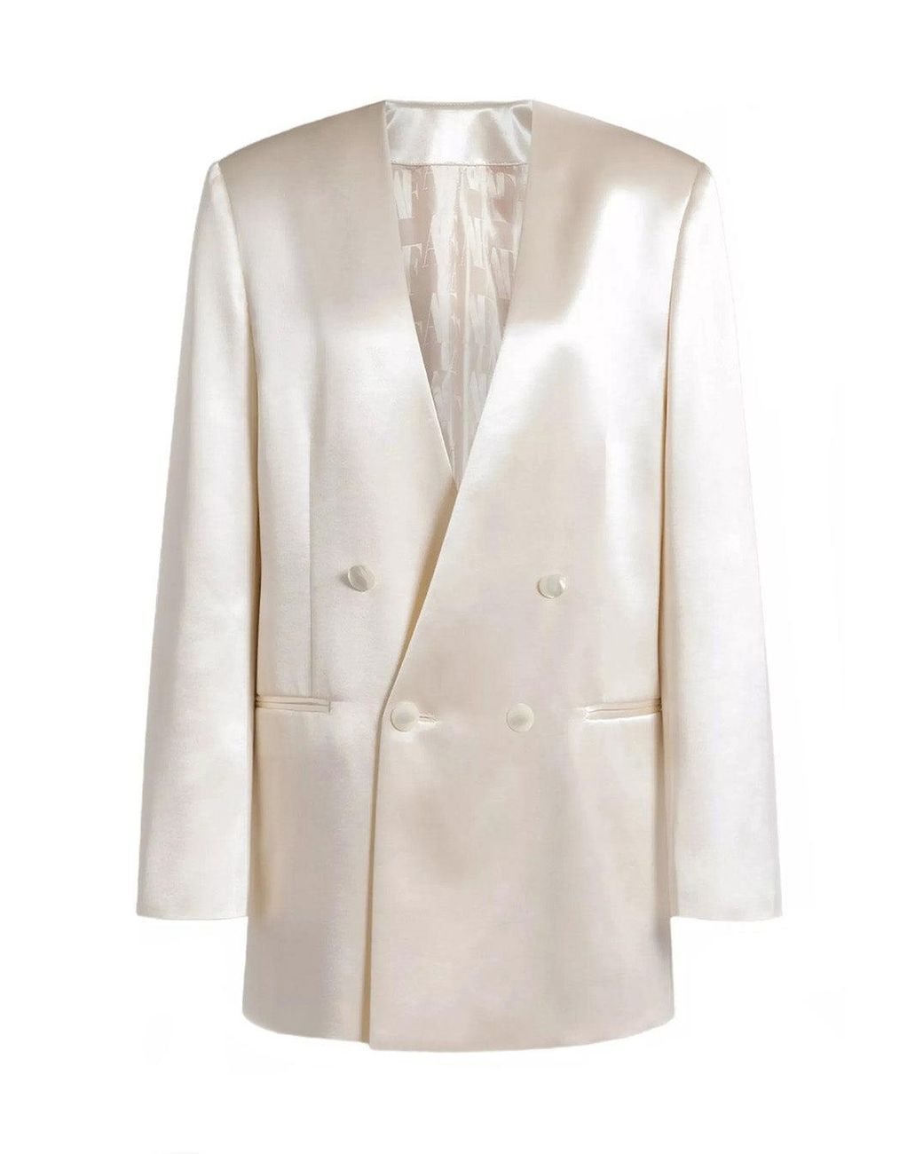 Alberta Ferretti White Wool-Blend Notch-Lapel Blazer